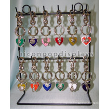 Unique Metal 2 Tier 12 Hooks Small Hanging Items Display Black Powdered Counter Key Chain Display